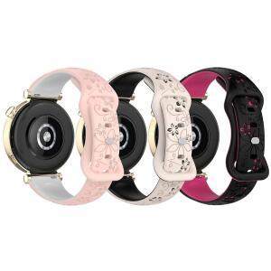 20MM 귀여운 꽃무늬 시계 밴드, Garmin Vivoactive 6 / 5 3 음악, Venu Sq 2 Forerunner 165 55 245 여성용 슬림 투톤 플라워 스포츠 실리콘 스트랩