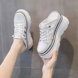 캔버스 여성 뮬 굽높은 쪼리 통굽 블로퍼 스리퍼 슬리퍼