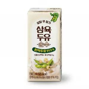 삼육두유 순수 설탕무첨가 190ml x 24개입 무가당 원액99.9% 식사대용 단백질 9g 음료 코스트코