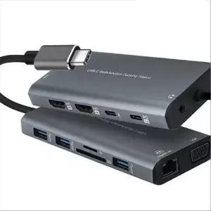 [골드스마일]12 in 1 C타입 멀티 허브 컨버터 HDMI Type C FW586 TF RJ45 3.0 기가비트