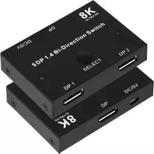 8K 디스플레이포트 스위치 스플리터 DP 1.4 양방향 스위처 지원 8K@30Hz 2인치 1아웃 또는