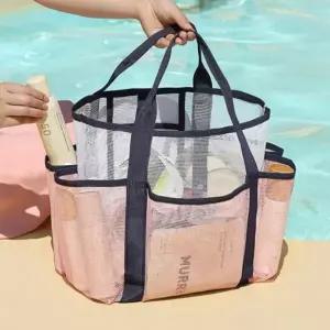 비치 수영장 물놀이 수납 가방 메쉬 망사 숄더백 파우치