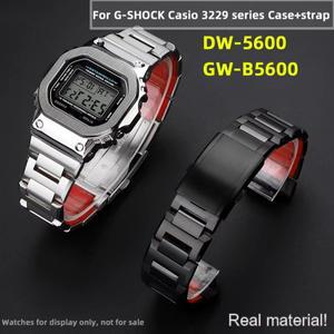 G-SHOCK Casio 3229 케이스용 DW5600 금속 스트랩 모드 키트 베젤 스테인레스 스틸 팔찌 빨간색 바닥 시계