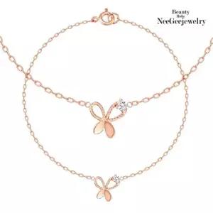 [니지쥬얼리] 14K PINK GOLD 트윙클 나비 체인팔찌