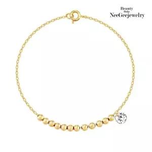 [니지쥬얼리] 14K GOLD 심플동글이 큐빅 팔찌