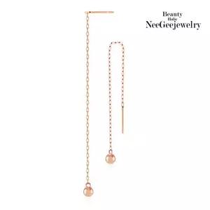 [니지쥬얼리] 14K PINK GOLD 롱 써클 드롭 이어링 4mm