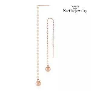 [니지쥬얼리] 14K PINK GOLD 롱 써클 드롭 이어링 5mm