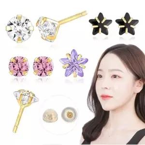 [무료배송] 14K GOLD 이어링+14K 실리콘 클러치 세트