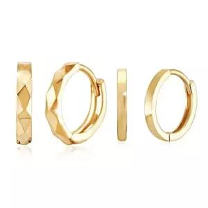 [1+1]14K GOLD 스네이크 원터치 이어링+10mm 민자 이어링 세트