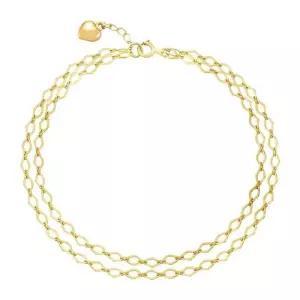 [니지쥬얼리] 14K GOLD 로프 하트 포인트 두줄 체인 팔찌