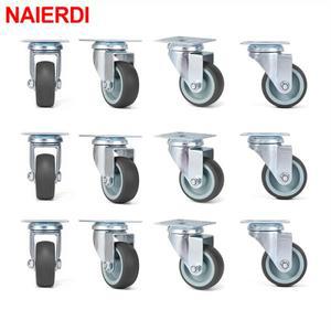NAIERDI 4/8/12/16PCS TPR 부드러운 고무 가구 바퀴 2 인치 캐스터 플랫폼 트롤리 헤비듀티 회전