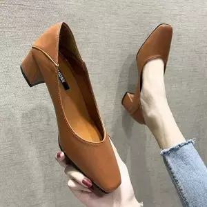 여성용 구두 데이트 외출 모임 로우힐 블로 굽힐