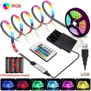 RGB LED 조명 배터리 USB 5V 스트립 IR 원격 제어 유연한 리본 테이프 홈 룸 TV 백라이트 장식
