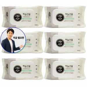 지금 필요한 유아 휴대형 아기 물티슈 하늘선물 100매x6개 캡형