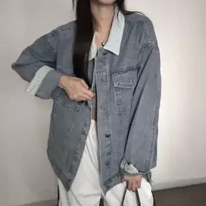 여성 오버핏 카라 청자켓 데님 점퍼 가을 아우터 데님 자켓