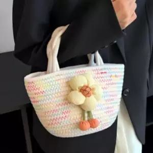 별별창고) 로프백 여름 미니 토트 플라워 백 베이직 토트백 스몰 비치 로프백 여름 스몰