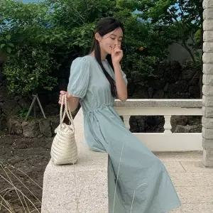 헤이블 바스락 스트링 롱 원피스 여름 여성 데일리룩 데이트룩
