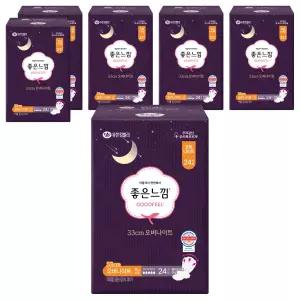 좋은느낌 오리지널 냄새걱정없는 흡수력 생리대 날개형 오버나이트 24개입 6개