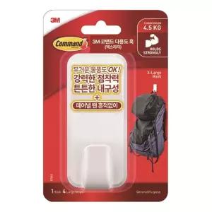(5kg 17010 훅1개 테이프4개) 3M 코맨드 훅 행거/걸이/붙이는/후크/고리/부착/다용도/더블/벽훅/헹거/가방