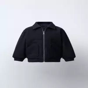 ZARA 포켓 울 블렌드 코트 - 네이비 5854562401