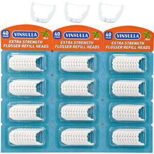 VINSULLA FLOSSER 리필 헤드, 리스테린 울트라클린 팩 치실과 40개, 3개 방지, 액세스 파쇄 민트, 호환,