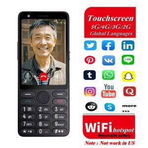 터치스크린 스마트폰 기능을 갖춘 피처폰, 와이파이 5G/4G 글로벌 언어 지원, 탈착식 배터리, 큰 버튼, 3.5