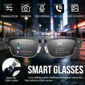 2026년형 새로운 800W 카메라 200P 손떨림 방지 HD 비디오 AI 스마트 안경 녹화 번역 음성 어시스턴트 음악