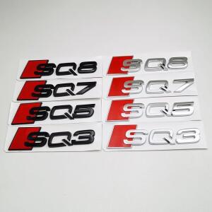 자동차 후면 트렁크 배지 데칼, 3D ABS 블랙 아우디 로고, SQ5 SQ3 SQ8 SQ7 엠블럼 문자 스티커, 3 5 7 8