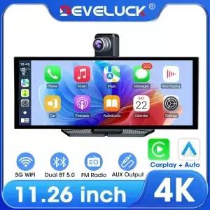 Develuck 11.26인치 4K 무선 카플레이 스크린 안드로이드 오토 멀티미디어 플레이어 드라이빙 레코더 WIFI