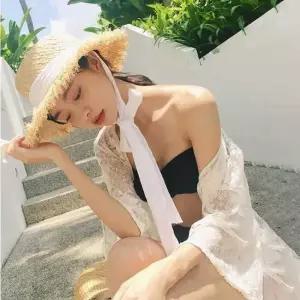 여성 여름 면 리본 끈 라탄 왕골 밀짚 모자 휴가모자 여름 나들이모자 라탄모자 바캉스모자 여행모자