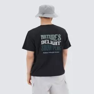 매장정품  어패럴 SNOW PEAK APPAREL S25MMWSW02BK 워터 레터링 반팔 티셔츠 S2502 Black