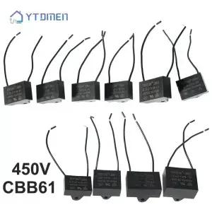1PCS CBB61 팬 시동 커패시터 450V 0.810μF 1/2/2.5/3/4/5/6/7/8μF 천장 선풍기용 폴로필렌 필름 AC 모터