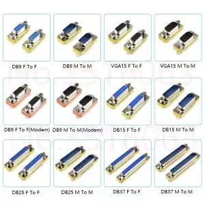 미니 젠더 체인저 어댑터 VGA 암에서 수에서 Rs232 직렬 포트 콤 커넥터 DB9 15 25/37 핀 널 모뎀