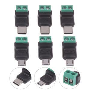 1/3Pcs USB 유형 C-2 핀 터미널 블록 어댑터 솔더리스 커넥터 Arduino 카메라 장난감 수리를위한 5V 3A 전