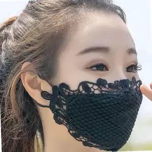레이스 패턴 패션 마스크 망사 디자인 천 소재 세탁 가능 재사용 빨래 여름 통풍