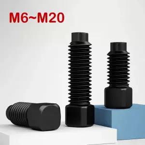 검정색 세트 볼트 나사 M6 M8 M10 M12 M16 M20 탄소강 사각 머리 볼록 끝 고정 나사