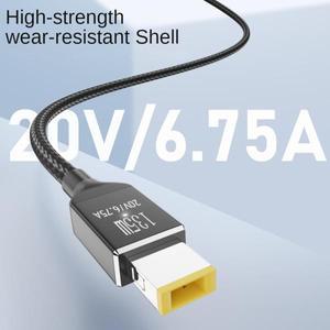 Nku USB C PD 135W 충전기 전원 케이블 유형-C-슬림 팁 사각형 포트 변환기 코드 Lenovo Y7000 노트북과 호