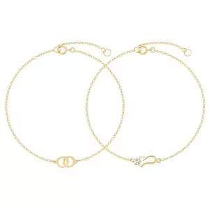 [One+One]14K GOLD 홀딩 파인 체인팔찌+브리즈 체인팔찌 세트