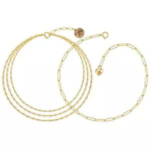 [One+One] 14K GOLD 클래식 샤이닝 3줄 판타스틱 볼 팔찌+컷팅 클립체인 팔찌 세트