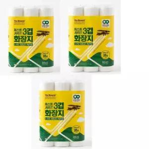 노브랜드 저스트 3겹 화장지30Mx30롤 2+1 총3개