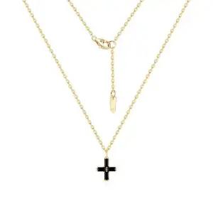 [모룬] 14K 크럭스 바게트 블랙 큐빅 십자가 체인 목걸이 MON42229