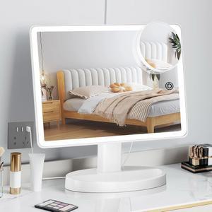 88개의 LED 360도 회전 터치스크린 10배 확대 휴대용 테이블탑 화장품 메이크업 미러가 포함된 펀터치 대형 조명 배니티 미러