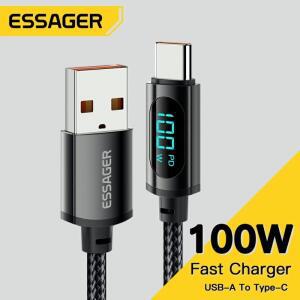 Essager USB C 타입 케이블, 화웨이 아너, 샤오미, 삼성 슈퍼 차지, 66W, 100W 고속 충전, USB C 충전기,