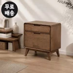 조엘 프리미엄 라운드 서랍장 원목 높은 2단 미니 600 월넛