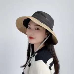 [하프클럽/]여성 면 버킷햇 차콜 벙거지 모자 끈 조절 사파리 등산 캠핑용