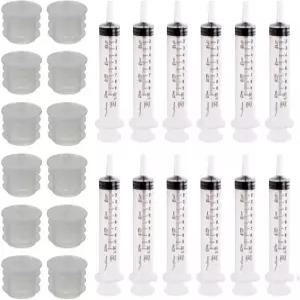 10mL 투명 경구 주사기가 포함된 24mm RX 병용 프레스 인 어댑터 12팩 - 2온스 3온스 4온스 및 8온스 약병