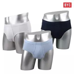 [BYC]순면 삼각 팬티 3매세트 / 회색/연파랑/곤색 3컬러 혼합세트/브리프/남자팬티