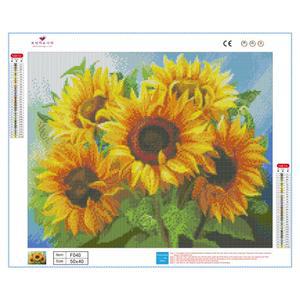 보석자수나라 보석십자수 비즈 큐빅 구슬 원단형 자수 5송이해바라기 50x40cm