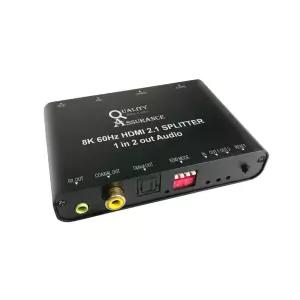 빔프로젝터 HDMI 2.1버전 모니터 분배기 오디오 EDID 1대2 메탈 바디 8K 60Hz / 4K 120Hz 복제 TV 확장 사운드바 HDR10+ Q8K60EDID3AV