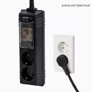 몬스터탭 국산 블랙 고용량 누전차단 2구 3M 멀티탭 슬림 납작 플러그